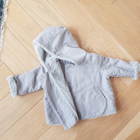 Grey Velvet Parka with inner flleece  unisex toddler (18m) - Picture 3 of 6